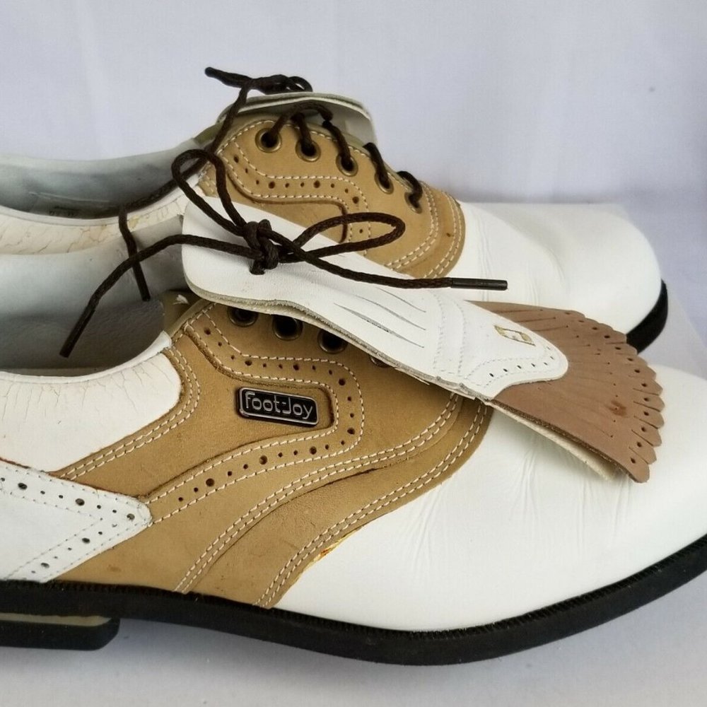 Mens Footjoy DryJoys 99028 Leather White Golf Shoes size 6.5 FOOT JOY